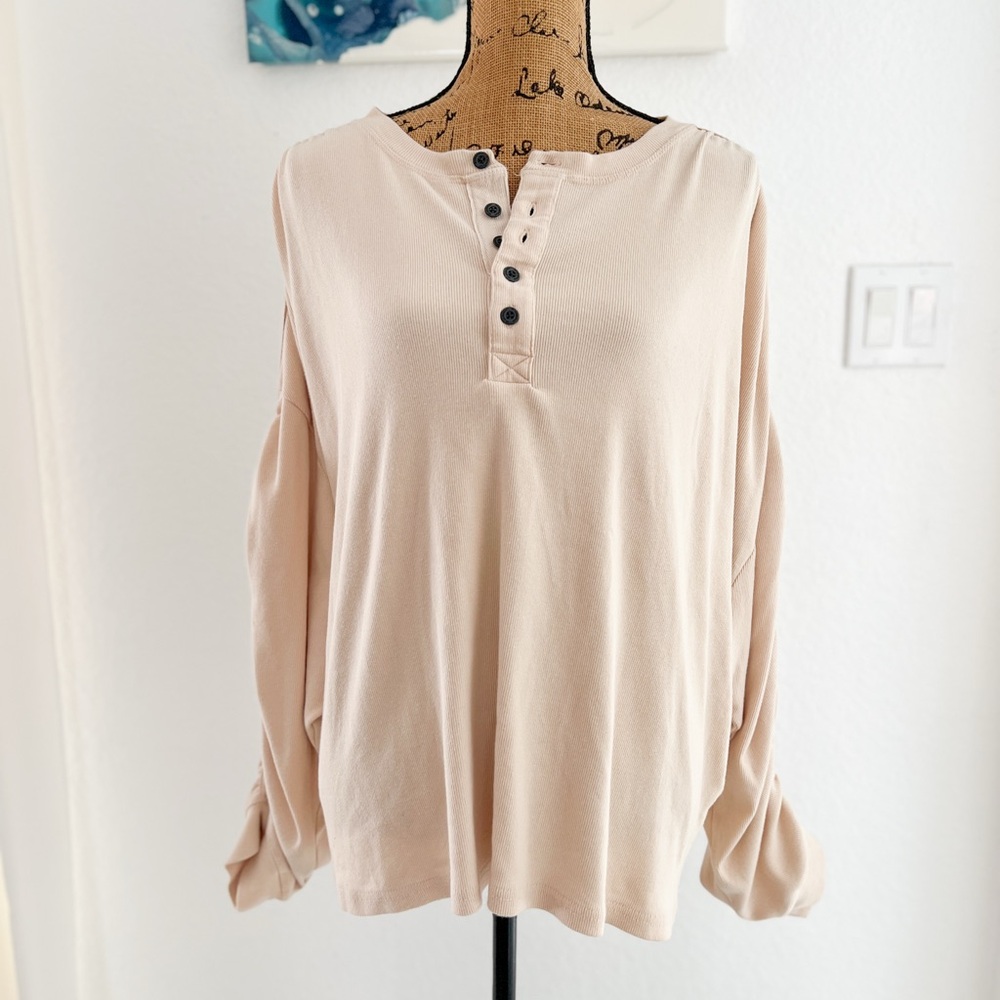 FP Movement by Free People Beige Button-Down Shirt